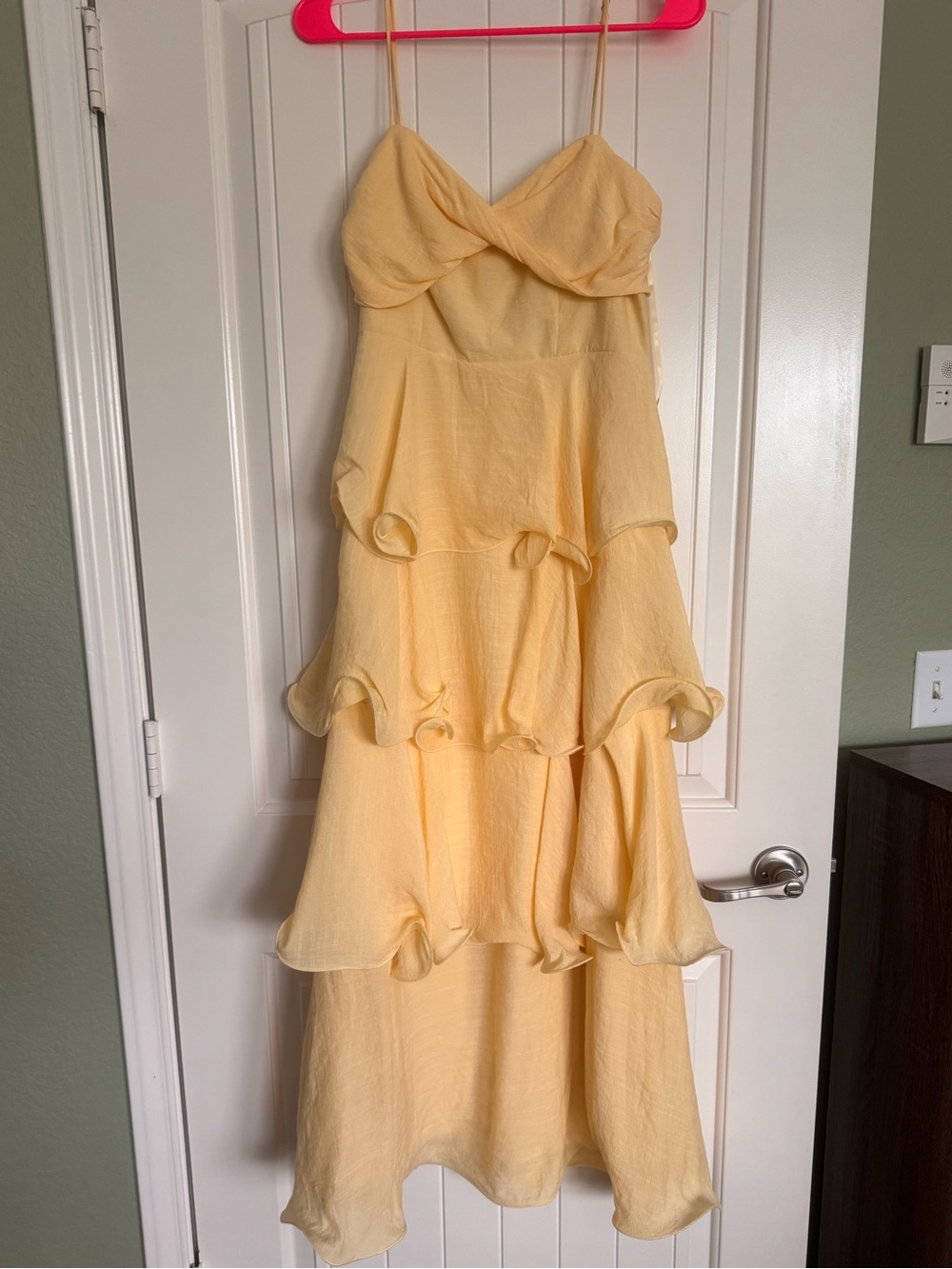 Strappy Yellow Tiered Ruffle Maxi Dress